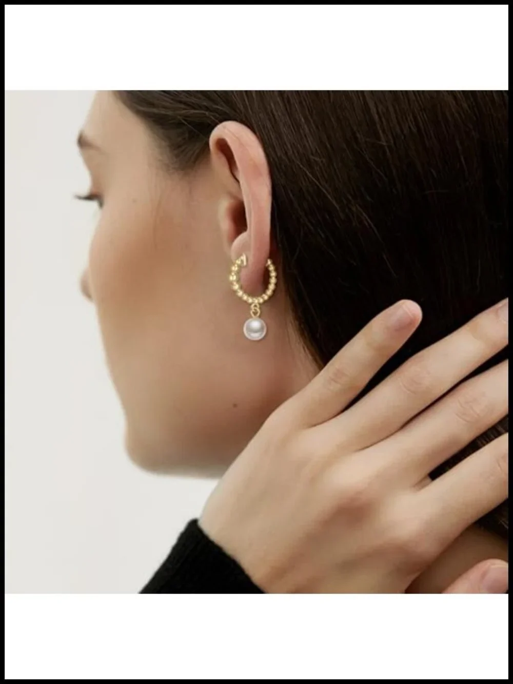 925 Sterling Silver Pearl Huggie Hoop Earrings Women Hypoallergenic Dangle